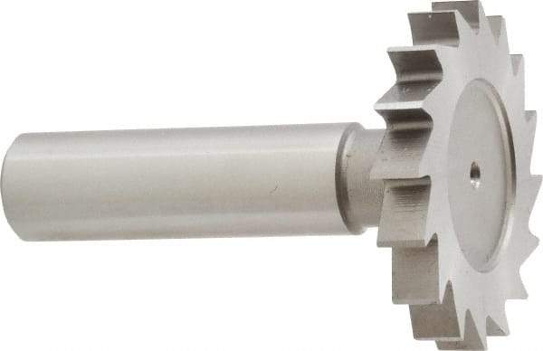 Made in USA - 1-1/2" Diam x 7/32" Face Width, High Speed Steel, 20 Teeth, Shank Connection Woodruff Keyseat Cutter - Uncoated, 2-1/4" OAL x 1/2" Shank, Straight Teeth - Makers Industrial Supply