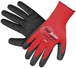 HexArmor - Size S (7), ANSI Cut Lvl A7, Puncture Lvl 5, Rubber Coated Cut & Puncture Resistant Gloves - Palm & Fingers Coated, SuperFabric/Cotton Lining, Knit Wrist, Red/Black, Paired - Makers Industrial Supply