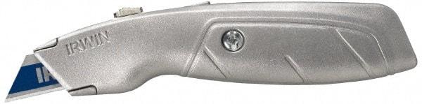 Irwin - Retractable Utility Knife - 2-1/4" Blade, Silver Aluminum Handle, 1 Blade Included - Makers Industrial Supply