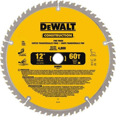 DeWALT - 12" Diam, 1" Arbor Hole Diam, 60 Tooth Wet & Dry Cut Saw Blade - Carbide-Tipped, Fine Finishing Action, Standard Round Arbor - Makers Industrial Supply