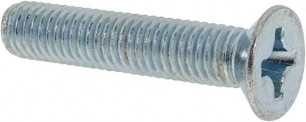 Value Collection - M8x1.25 Metric Coarse, 40mm OAL Phillips Drive Machine Screw - Flat Head, Grade 4.8 Steel, Zinc-Plated Finish, Without Washer - Makers Industrial Supply