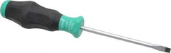 Wera - 198mm OAL Standard Slotted Screwdriver - 100mm Blade Length, Round Shank, Ergonomic Handle - Makers Industrial Supply