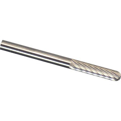 Made in USA - 2.5mm Cut Diam, 0.1181" Shank Diam, Cylinder with Radius Head Diamond Cut Burr - Carbide, 11mm LOC, 38mm OAL - Makers Industrial Supply