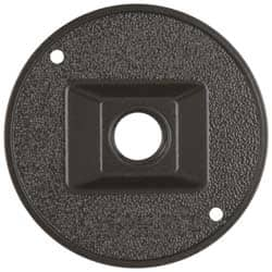 Cooper Crouse-Hinds - 1 Outlet, 1/2" Hole Diam, Powder Coat Finish, Round Noncorrosive Weatherproof Box Cover - 4-1/2" Wide x 9/16" High, Wet Locations, Aluminum, UL Listed - Makers Industrial Supply