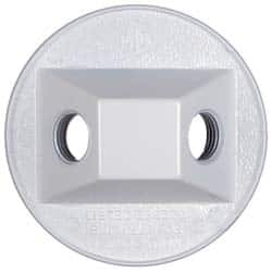 Cooper Crouse-Hinds - 2 Outlet, 1/2" Hole Diam, Powder Coat Finish, Round Noncorrosive Weatherproof Box Cover - 4-1/2" Wide x 9/16" High, Wet Locations, Aluminum, UL Listed - Makers Industrial Supply