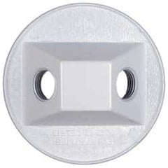 Cooper Crouse-Hinds - 2 Outlet, 1/2" Hole Diam, Powder Coat Finish, Round Noncorrosive Weatherproof Box Cover - 4-1/2" Wide x 9/16" High, Wet Locations, Aluminum, UL Listed - Makers Industrial Supply