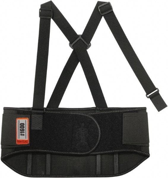 Ergodyne - Size 2XL, Elastic Belt with Adjustable Shoulder Straps - 42 to 46" Waist, 9" Wide, Detachable Strap, Black - Makers Industrial Supply