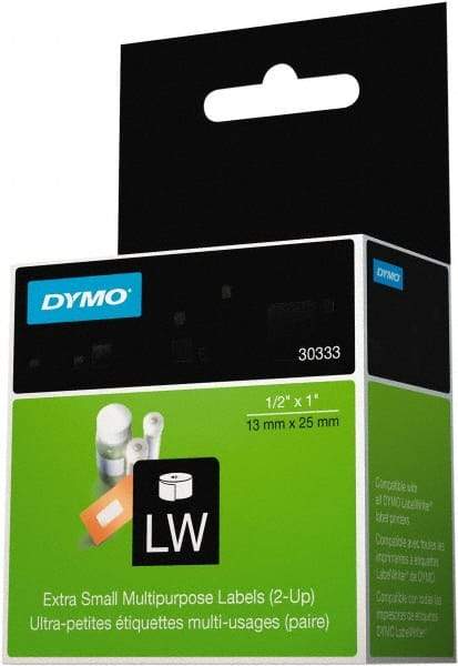 Dymo - 1" Wide x 1/2" Long, White Multi-Purpose Label - For DYMO LabelWriter Printers - Makers Industrial Supply