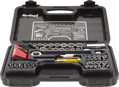 Blackhawk by Proto - 65 Piece 1/4 & 3/8" Drive Standard Socket Set - 5/32 to 13/16", 4 to 17mm, Inch/Metric Measurement Standard - Makers Industrial Supply