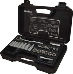 Blackhawk by Proto - 24 Piece 3/8" Drive Deep Well Socket Set - 6 Points, 5/8" to 5/8" 7mm to 19mm Range, Metric Measurement Standard - Makers Industrial Supply