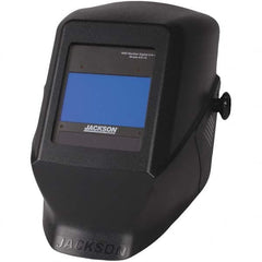 Jackson Safety - 5" Window Width x 4" Window Height, 9 to 13 Shade Auto-Darkening Lens, Fixed Front Welding Helmet - Black Plastic Blue Lens - Makers Industrial Supply