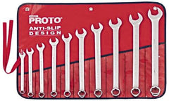 Proto - 10 Piece, 7/16" to 1", 6 Point Combination Wrench Set - Inch Measurement Standard, Satin Chrome Finish, Comes in Nylon Roll - Makers Industrial Supply