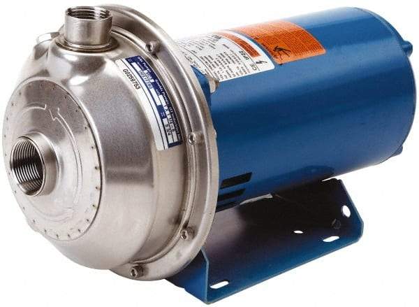 Goulds Pumps - TEFC Motor, 208-230/460 Volt, 9.8/4.9 Amp, 3 Phase, 3 HP, 3500 RPM, 316L Stainless Steel Straight Pump - 1-1/4 Inch Inlet, 1 Inch Outlet, 67 Max Head psi, 316L Stainless Steel Impeller, Carbon Ceramic Buna Seal, 155 Ft. Shut Off - Makers Industrial Supply