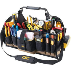 CLC - 43 Pocket Black & Khaki Polyester Tool Tote - 12" Wide x 2-1/2" Deep x 7" High - Makers Industrial Supply