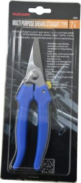 Value Collection - 3" LOC, 7-1/2" OAL Light Duty Shears - Ambidextrous, Plastic Straight Handle, For General Purpose Use - Makers Industrial Supply