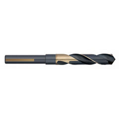 Titan USA - 33/64" 118° 1/2" Shank Black Oxide/Gold Finish High Speed Steel Silver & Deming Reduced Shank Drill Bit - Exact Industrial Supply