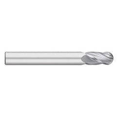 Ball End Mill: 0.625″ Dia, 2.25″ LOC, 4 Flute, Solid Carbide 5″ OAL, 5/8″ Shank Dia, 30 ° Helix, Uncoated, Single End