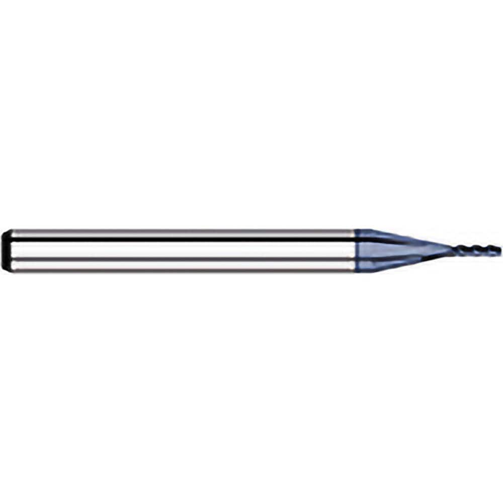 Corner Radius End Mill: 0.075″ Dia, 0.225″ LOC, 0.01″ Radius, 4 Flutes, Solid Carbide 1-1/2″ OAL, 1/8″ Shank Dia, 30 ° Helix, AlTiN Coated, Corner Radius End, Centercutting