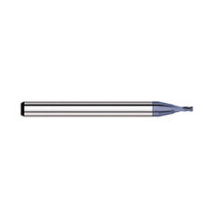 Corner Radius End Mill: 0.045″ Dia, 0.068″ LOC, 0.01″ Radius, 4 Flutes, Solid Carbide 1-1/2″ OAL, 1/8″ Shank Dia, 30 ° Helix, AlTiN Coated, Corner Radius End, Centercutting