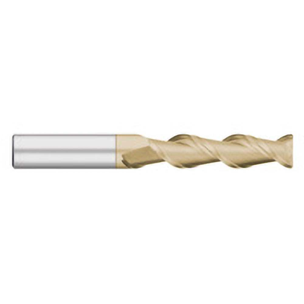 Corner Radius End Mill: 1/8″ Dia, 3/4″ LOC, 0.01″ Radius, 2 Flutes, Solid Carbide 2-1/4″ OAL, 1/8″ Shank Dia, 45 ° Helix, ZrN Coated, Corner Radius End, Centercutting