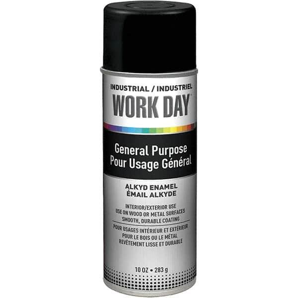 Krylon - Black, 10 oz Net Fill, Flat, Enamel Spray Paint - 9 to 13 Sq Ft per Can, 10 oz Container, Use on Ceramics, Glass, Metal, Plaster, Wood - Makers Industrial Supply