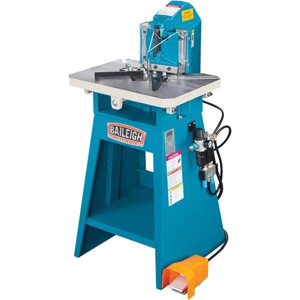 Baileigh - 5 x 5" Notching Dimension, Metal Notcher - 11" Stroke, 3mm Max Mild Steel Capacity, 23-1/2" Table Width x 18" Table Depth - Makers Industrial Supply