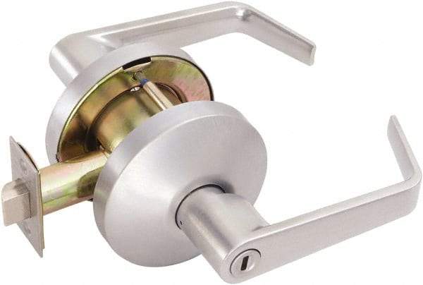 Falcon - Medium Duty Privacy Lever Lockset - 2-3/4" Back Set, Satin Chrome Finish - Makers Industrial Supply