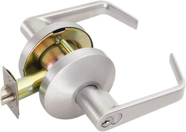 Falcon - Medium Duty Storeroom Lever Lockset - 2-3/4" Back Set, For Best/ Falcon I/C-Core Cylinder, Satin Chrome Finish - Makers Industrial Supply