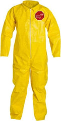 Dupont - Size M PE Film Chemical Resistant Coveralls - Yellow, Zipper Closure, Open Cuffs, Open Ankles, Serged Seams - Makers Industrial Supply