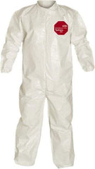 Dupont - Size 2XL Saranex Chemical Resistant Coveralls - White, Zipper Closure, Elastic Cuffs, Elastic Ankles, Bound Seams - Makers Industrial Supply