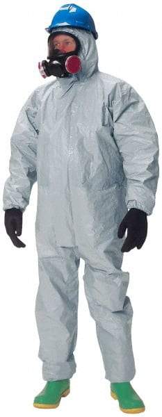 Dupont - Size 2XL Hazmat Chemical Resistant Coveralls - Gray, Zipper Closure, Elastic Cuffs, Elastic Ankles, Taped Seams - Makers Industrial Supply