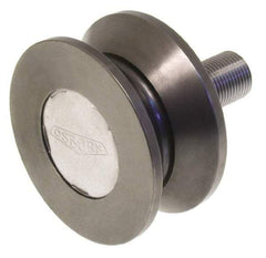 Osborn International - 4-1/2" Roller Diam x 2" Width, 1-1/4" Stud Diam x 2-1/2" Length, V Grooved Concentric Stud - Steel, 1-3/4" Thread Length, 1-1/4-12 Thread, 4-1/2" OAL, 13,700 Lb Dynamic Cap - Makers Industrial Supply