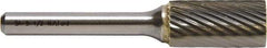 M.A. Ford - 5/8" Cut Diam, 1/4" Shank Diam, Cylinder Head Double Cut Burr - Carbide, Flat End, 1" LOC, 3" OAL - Makers Industrial Supply