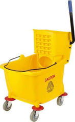 PRO-SOURCE - 31 Qt Plastic Bucket & Wringer - 22" Long x 18-1/2" High x 17" Wide, Yellow - Makers Industrial Supply