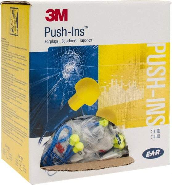 3M - Reusable, Corded, 28 dB Earplugs - Yellow, 100 Pairs - Makers Industrial Supply