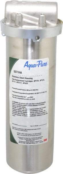 3M Aqua-Pure - 3/4 Inch Pipe, FNPT End Connections, 9-3/4 Inch Long Cartridge, 12.03 Inch Long, Cartridge Filter Housing without Pressure Relief - 1 Cartridge, 1-10 Max GPM Flow Rate, 300 psi Max Working Pressure, 304 Grade, Standard Housing - Makers Industrial Supply