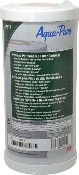 3M Aqua-Pure - 4-1/2" OD, 25µ, Large Diameter Carbon Cartridge Filter - 9-3/4" Long, Reduces Sediments, Tastes, Odors & Chlorine - Makers Industrial Supply