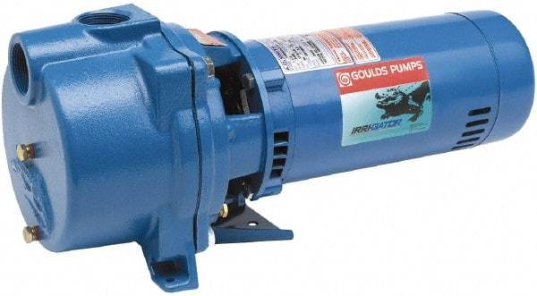 Goulds Pumps - 115/230 Volt, 14.8/7.4 Amp, 1 Phase, 3/4 HP, Self Priming Centrifugal Pump - 48J Frame, 1-1/2 Inch Inlet, 44 Head Pressure, 45 Max GPM, ODP Motor, Cast Iron Housing, Noryl Impeller, 103 Ft. Shut Off, Carbon Ceramic Mechanical Seal - Makers Industrial Supply