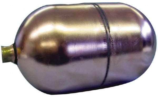 Made in USA - 6" Diam x 8" Long, Oblong, Round Spud Connection, Metal Float - 1/4" Straight Thread, Stainless Steel, 150 Max psi, 19 Gauge - Makers Industrial Supply