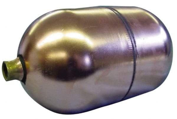 Made in USA - 6" Diam x 8" Long, Oblong, Round Spud Connection, Metal Float - 1/4" NPT Thread, Copper, 25 Max psi, 21 Gauge - Makers Industrial Supply