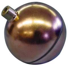 Made in USA - 4" Diam, Spherical, Round Spud Connection, Metal Float - 1/8 NPT Thread, Copper, 25 Max psi, 23 Gauge - Makers Industrial Supply