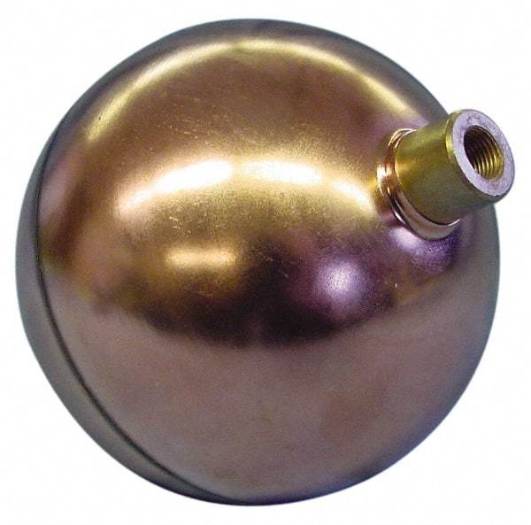 Made in USA - 10" Diam, Spherical, Round Spud Connection, Metal Float - 3/8" Straight Thread, Stainless Steel, 600 Max psi, 14 Gauge - Makers Industrial Supply