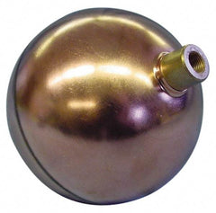 Made in USA - 10" Diam, Spherical, Round Spud Connection, Metal Float - 1/4" Straight Thread, Stainless Steel, 450 Max psi, 18 Gauge - Makers Industrial Supply