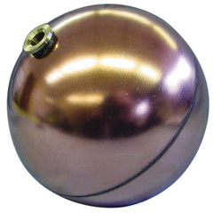 Made in USA - 6" Diam, Spherical, Hex Spud Connection, Metal Float - 3/8-16 Thread, Copper, 25 Max psi, 23 Gauge - Makers Industrial Supply