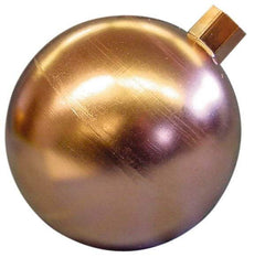 Made in USA - 9" Diam, Spherical, Round Spud Connection, Metal Float - 3/8 NPT Thread, Copper, 25 Max psi, 20 Gauge - Makers Industrial Supply