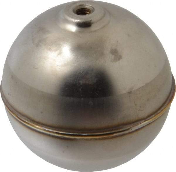 Made in USA - 2" Diam, Spherical, Internal Connection, Metal Float - 10-32 Thread, Stainless Steel, 1,000 Max psi, 22 Gauge - Makers Industrial Supply