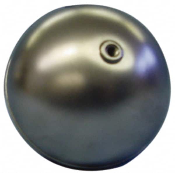 Made in USA - 3" Diam, Spherical, Internal Connection, Metal Float - 1/4-20 Thread, Stainless Steel, 750 Max psi, 24 Gauge - Makers Industrial Supply