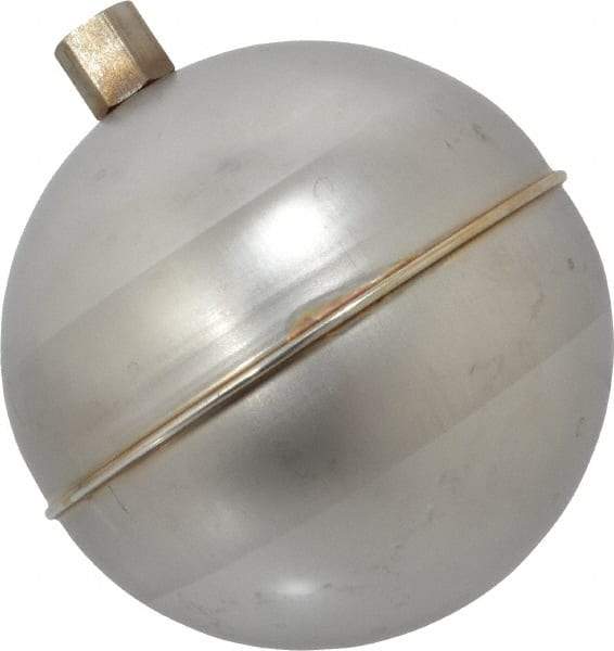 Made in USA - 4" Diam, Spherical, Hex Spud Connection, Metal Float - 1/4-20 Thread, Stainless Steel, 900 Max psi, 19 Gauge - Makers Industrial Supply