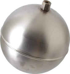 Made in USA - 5" Diam, Spherical, Hex Spud Connection, Metal Float - 1/4-20 Thread, Stainless Steel, 800 Max psi, 19 Gauge - Makers Industrial Supply