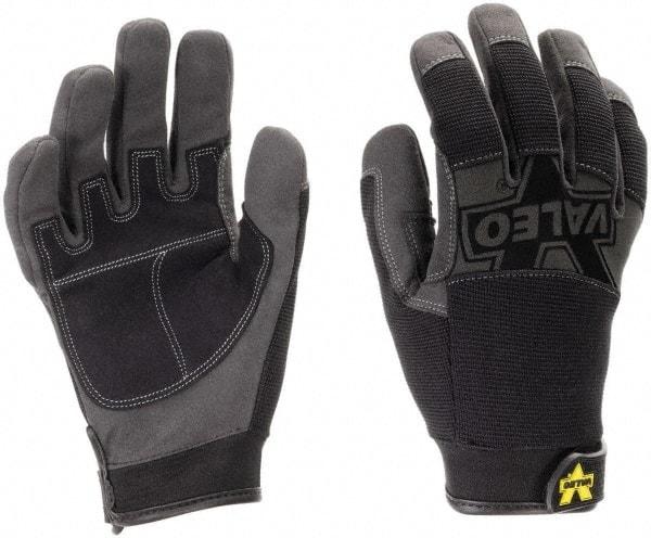 Valeo - Size S (7-8) Synthetic Leather General Protection Work Gloves - For Mechanic's & Lifting, Uncoated, Hook & Loop Cuff, Full Fingered, Black, Paired - Makers Industrial Supply